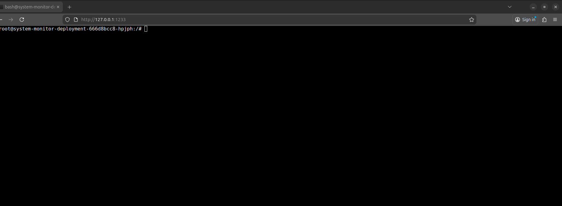 Interface do webshell acessível via web