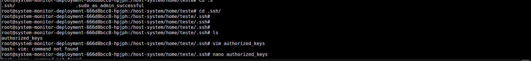 Tentativa de edição do authorized_keys