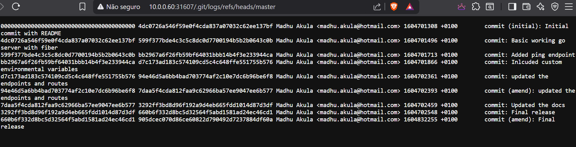 acesso ao .git via browser